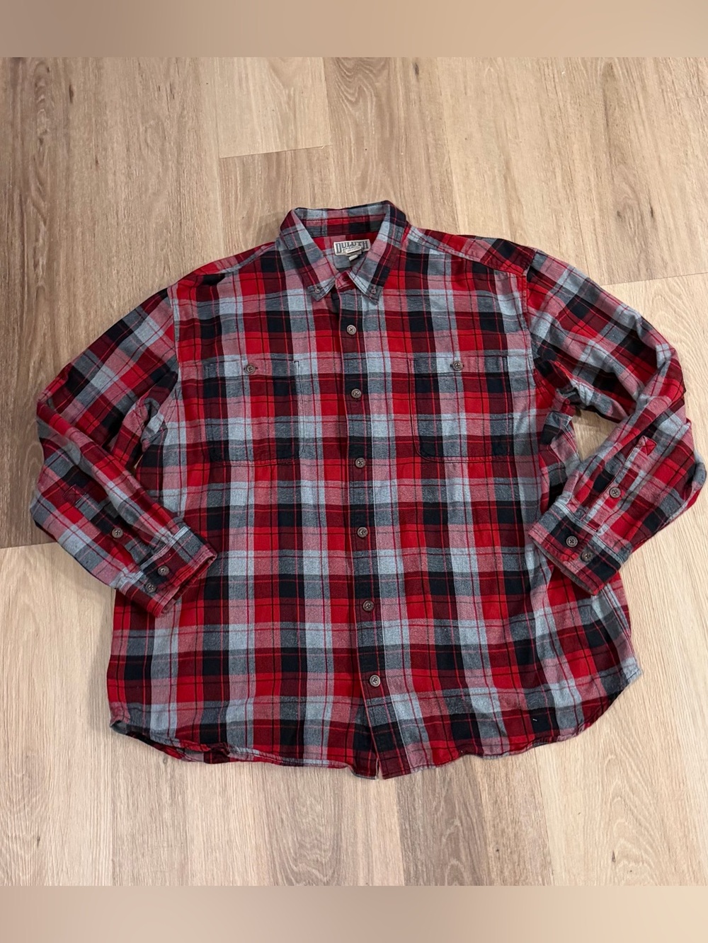Duluth Trading Co Red Plaid Flannel Button-Down Shirt Men’s size 2XL 100% Cotton